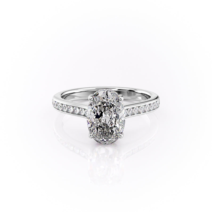 The Cielo Set With Oval Side Stone Lab Diamond 1 Carat 14K White#material_14k-white