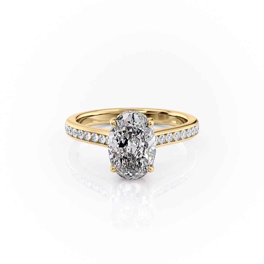 The Cielo Set With Oval Side Stone Lab Diamond 1 Carat 18K Gold#material_18k-gold