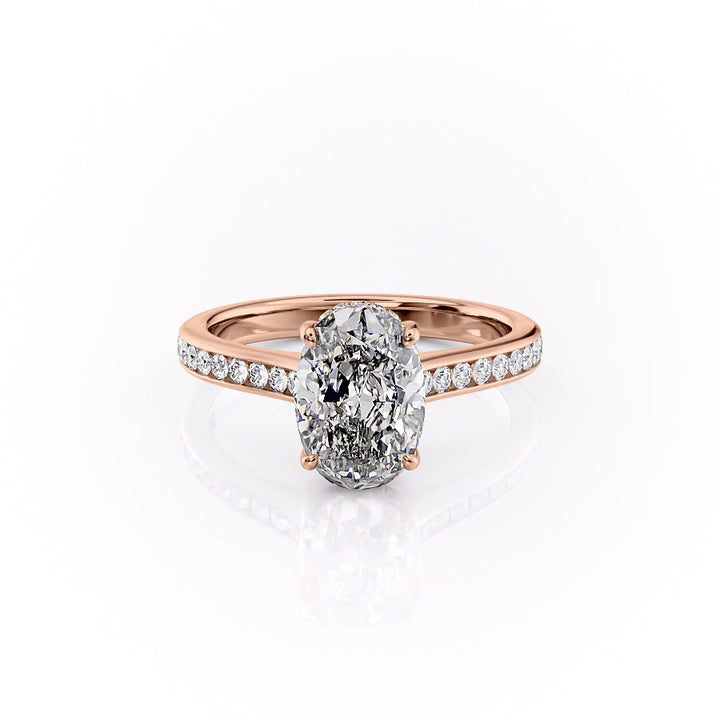 The Cielo Set With Oval Side Stone Lab Diamond 1 Carat 18K Rose#material_18k-rose