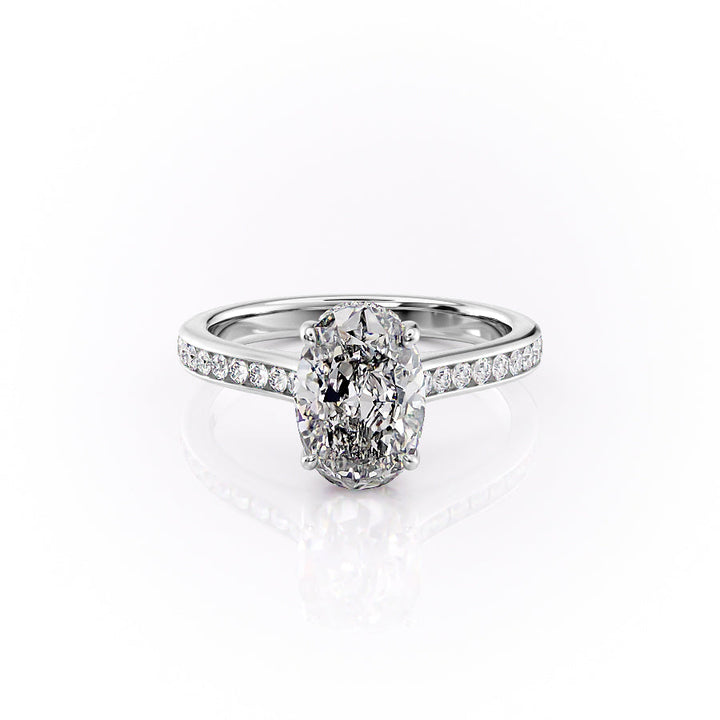 The Cielo Set With Oval Side Stone Lab Diamond 1 Carat 18K White#material_18k-white