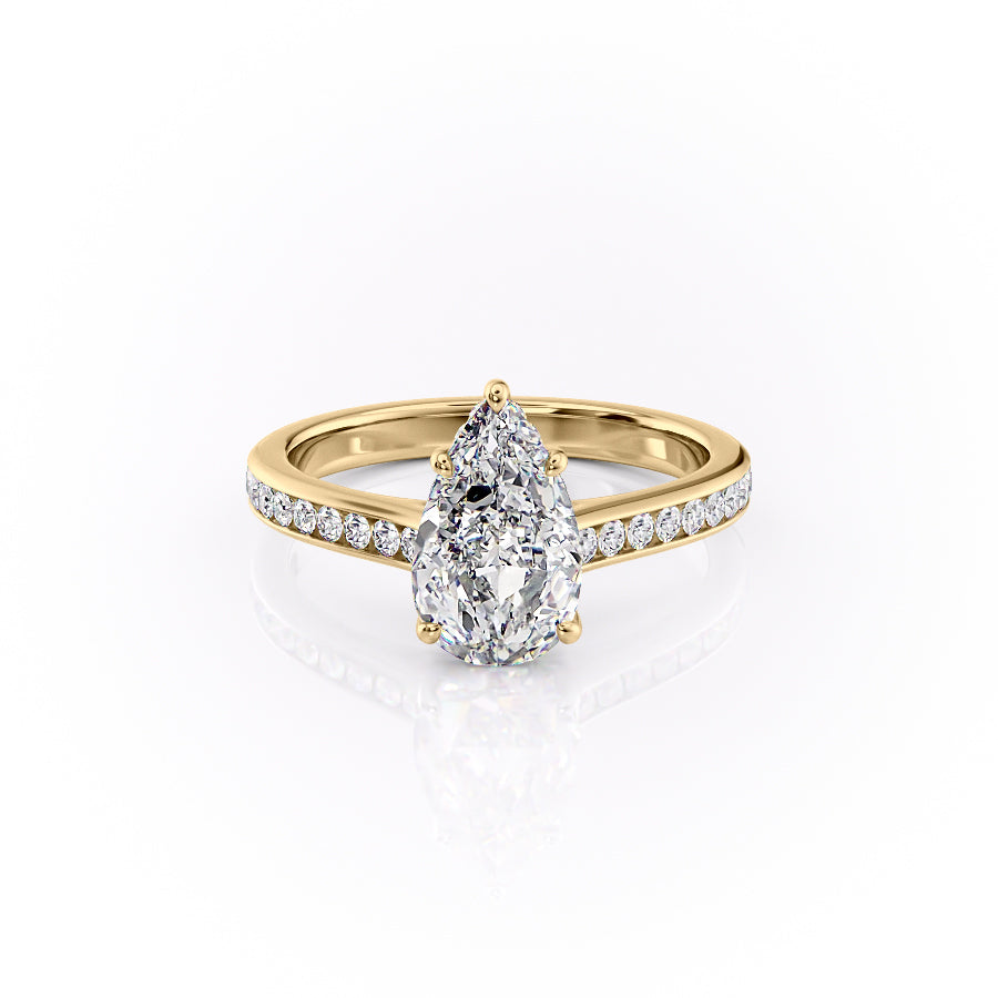 The Cielo Set With Pear Side Stone Lab Diamond 1 Carat 14K Gold#material_14k-gold