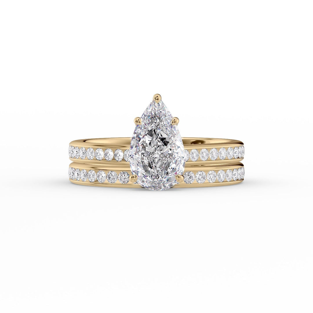 The Cielo Set With Pear Side Stone Lab Diamond 2 Carat 14K Gold#material_14k-gold