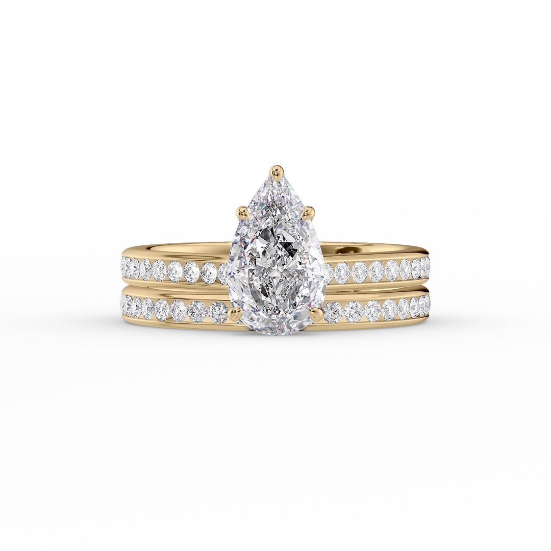 The Cielo Set With Pear Side Stone Moissanite#material_14k-gold