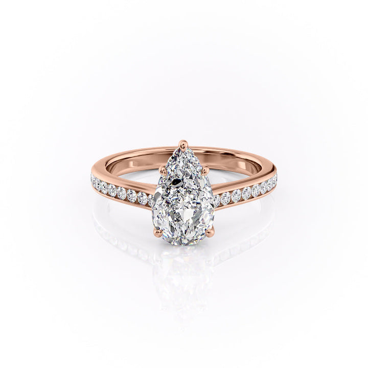 The Cielo Set With Pear Side Stone Lab Diamond 1 Carat 14K Rose#material_14k-rose