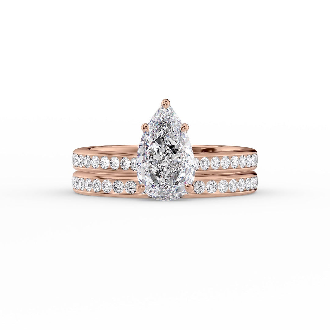 The Cielo Set With Pear Side Stone Lab Diamond 2 Carat 14K Rose#material_14k-rose