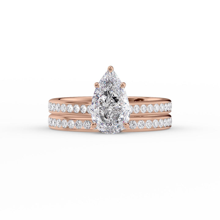 The Cielo Set With Pear Side Stone Lab Diamond 2 Carat 14K Rose#material_14k-rose