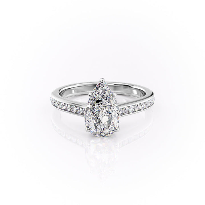 The Cielo Set With Pear Side Stone Moissanite#material_14k-white