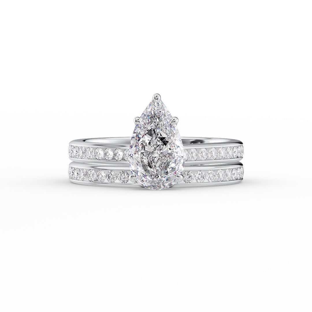 The Cielo Set With Pear Side Stone Lab Diamond 2 Carat 14K White#material_14k-white