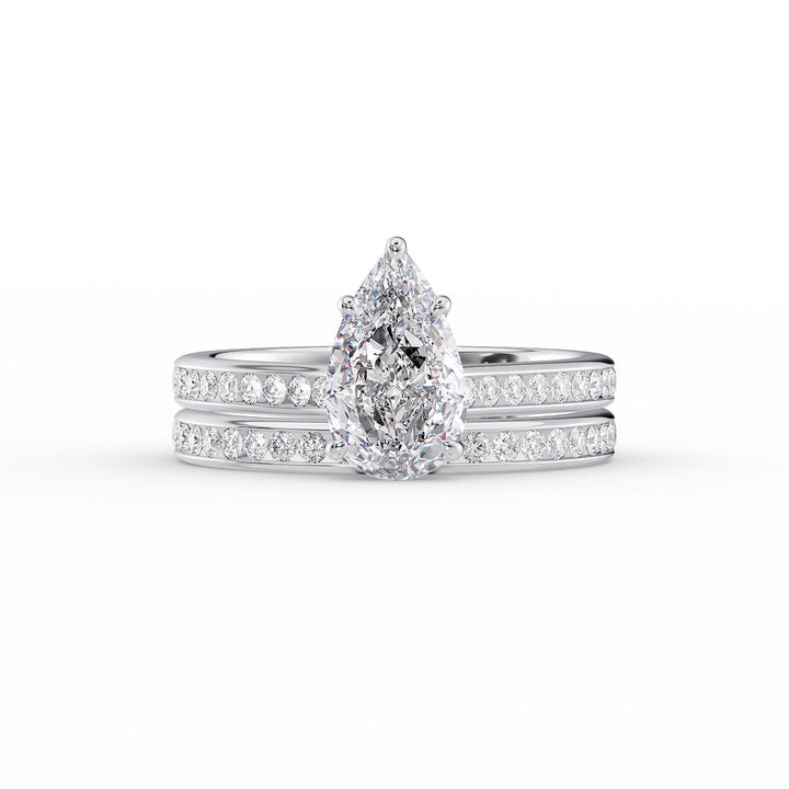 The Cielo Set With Pear Side Stone Moissanite#material_14k-white