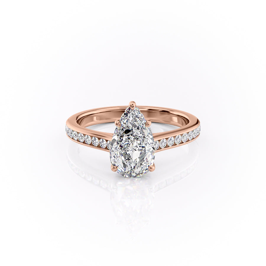 The Cielo Set With Pear Side Stone Moissanite#material_18k-rose