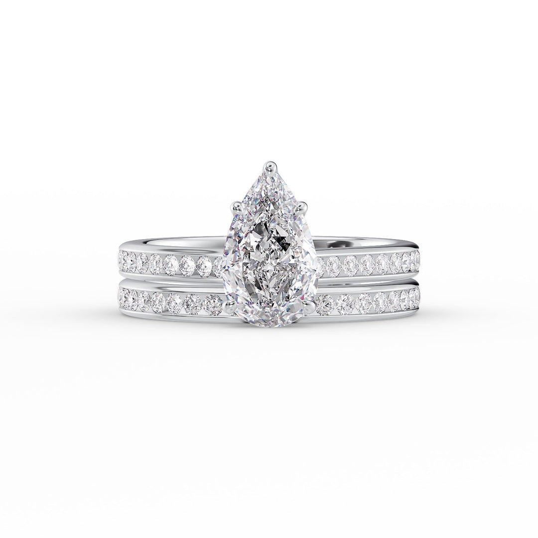 The Cielo Set With Pear Side Stone Moissanite#material_18k-white