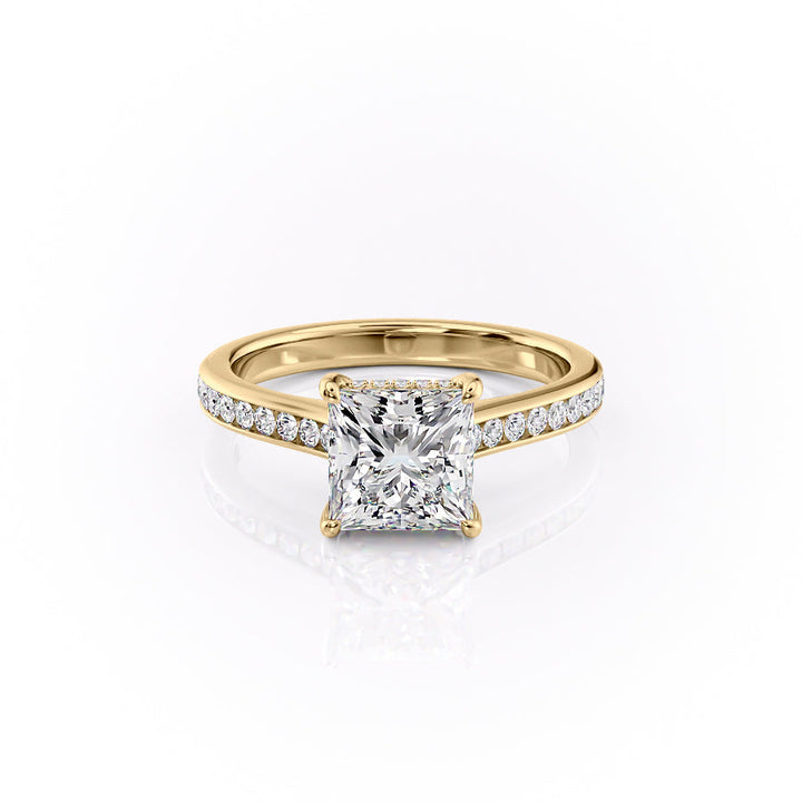 The Cielo Set With Princess Side Stone Lab Diamond 1 Carat 14K Gold#material_14k-gold