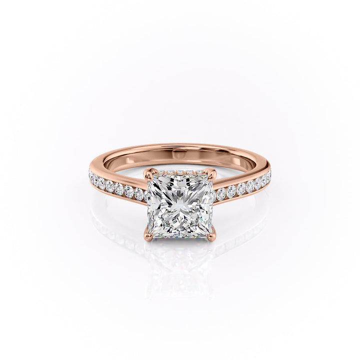 The Cielo Set With Princess Side Stone Lab Diamond 1 Carat 14K Rose#material_14k-rose