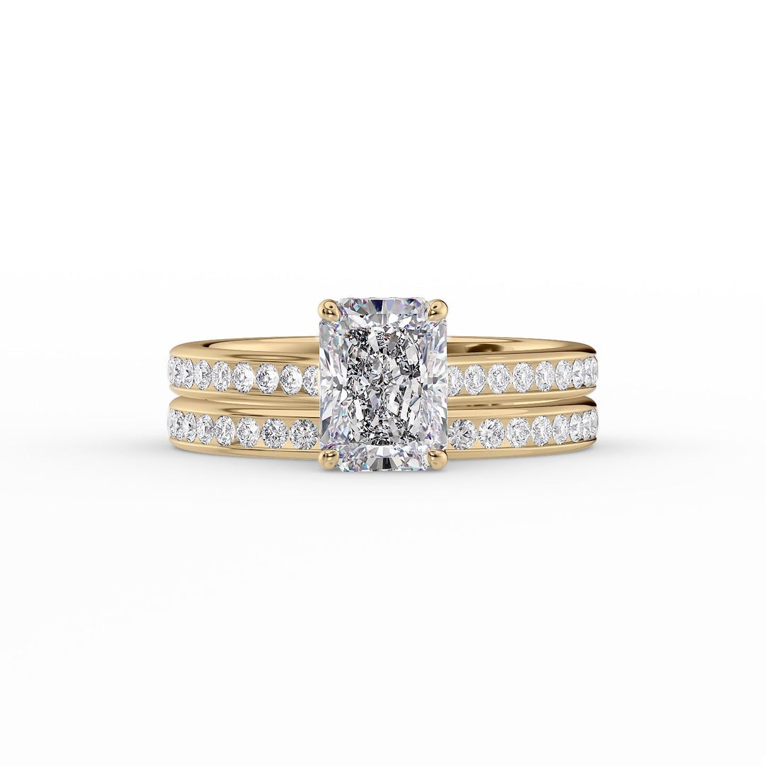 The Cielo Set With Radiant Side Stone Lab Diamond 2 Carat 14K Gold#material_14k-gold