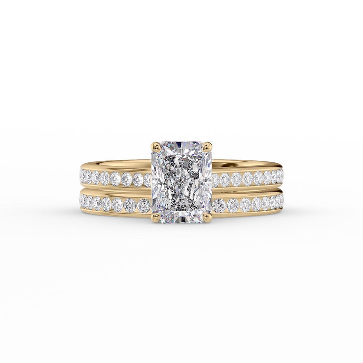 The Cielo Set With Radiant Side Stone Lab Diamond 2 Carat 14K Gold#material_14k-gold