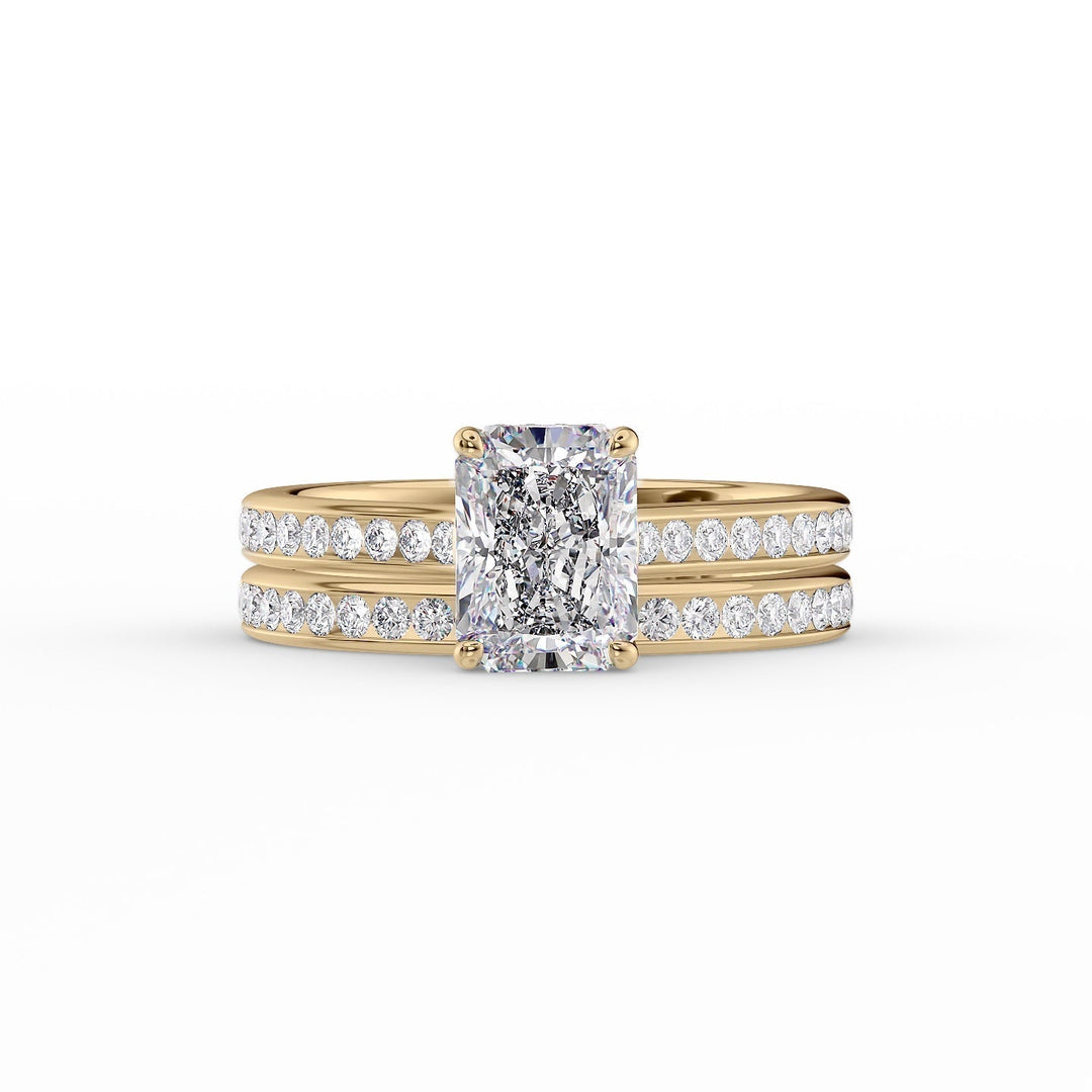 The Cielo Set With Radiant Side Stone Moissanite#material_14k-gold