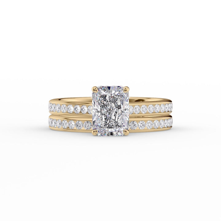 The Cielo Set With Radiant Side Stone Moissanite#material_14k-gold