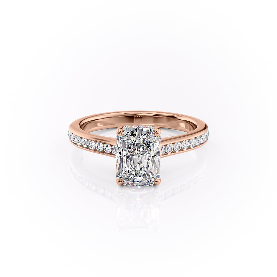 The Cielo Set With Radiant Side Stone Lab Diamond 1 Carat 14K Rose#material_14k-rose