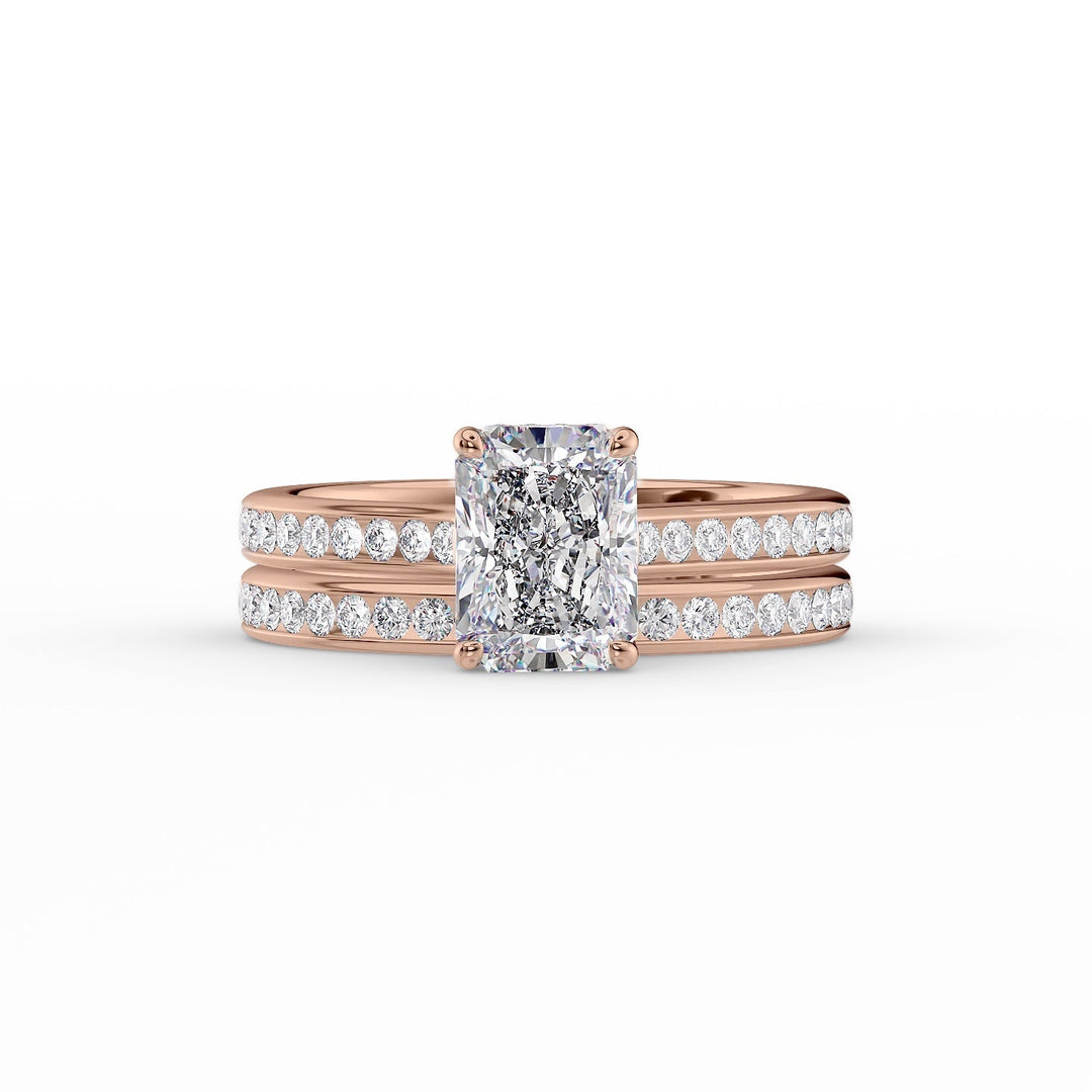 The Cielo Set With Radiant Side Stone Lab Diamond 2 Carat 14K Rose#material_14k-rose