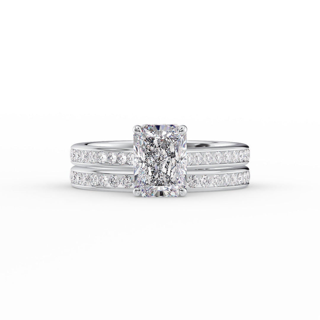 The Cielo Set With Radiant Side Stone Lab Diamond 2 Carat 14K White#material_14k-white