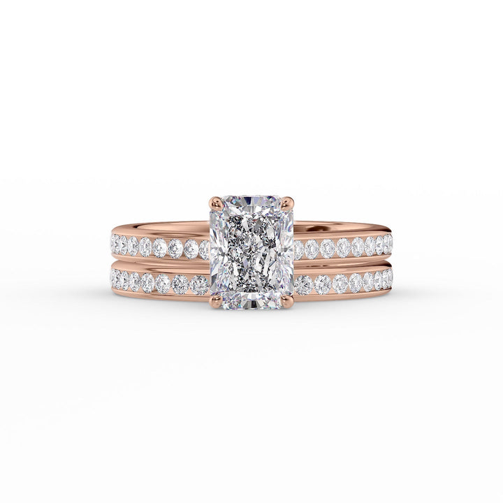 The Cielo Set With Radiant Side Stone Moissanite#material_18k-rose