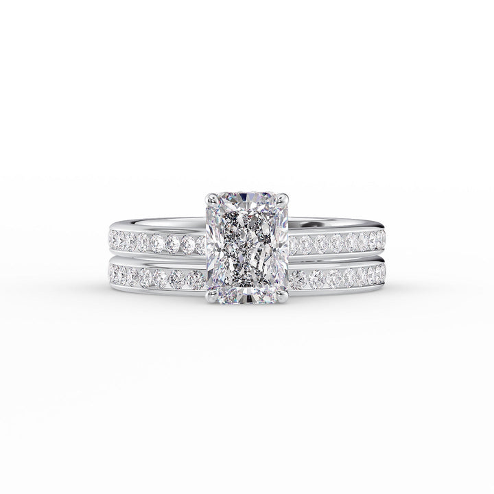 The Cielo Set With Radiant Side Stone Lab Diamond 2 Carat 18K White#material_18k-white