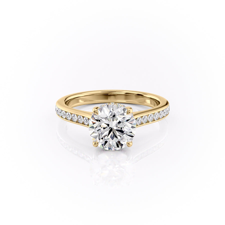 The Cielo Set With Round Side Stone Lab Diamond 1 Carat 14K Gold#material_14k-gold