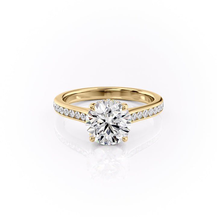 The Cielo Set With Round Side Stone Moissanite#material_14k-gold