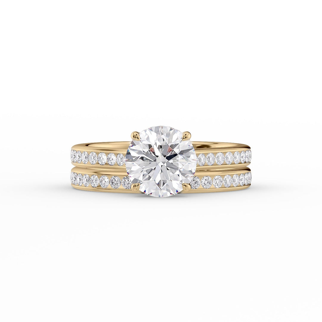 The Cielo Set With Round Side Stone Lab Diamond 2 Carat 14K Gold#material_14k-gold