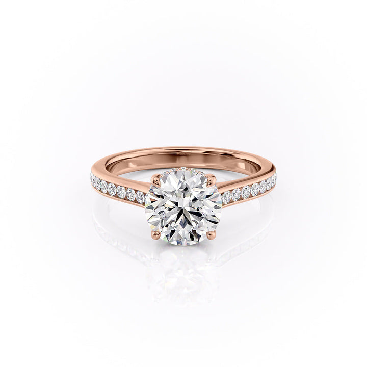 The Cielo Set With Round Side Stone Lab Diamond 1 Carat 14K Rose#material_14k-rose