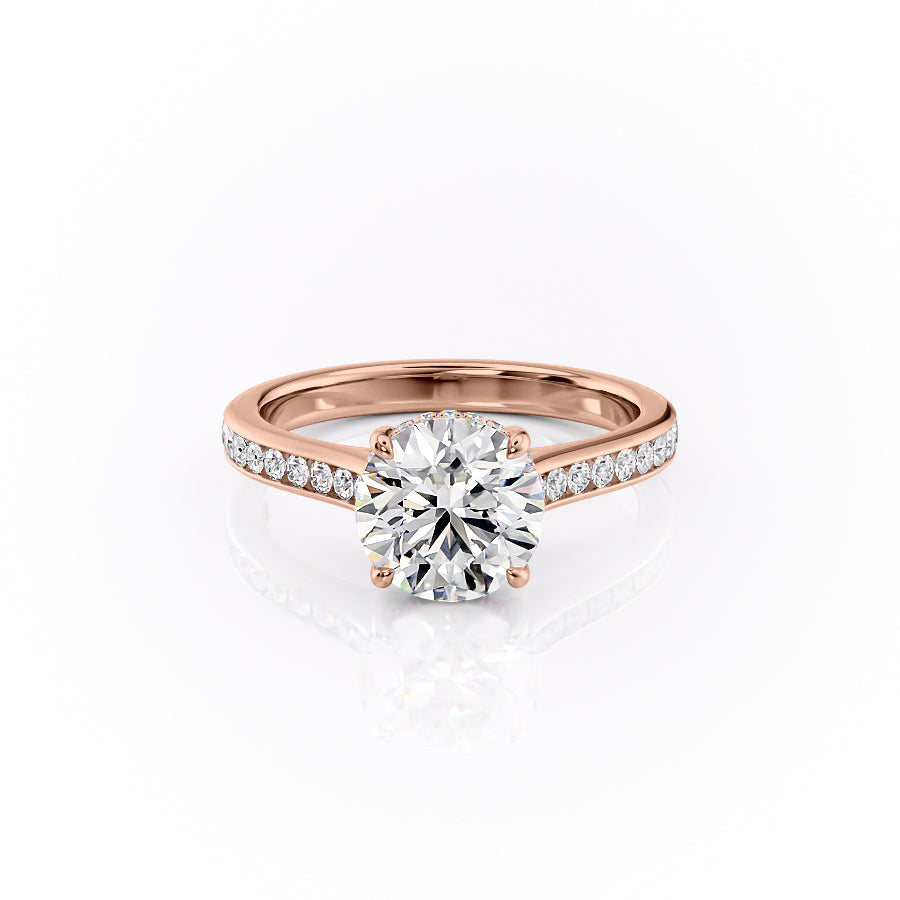 The Cielo Set With Round Side Stone Moissanite#material_14k-rose