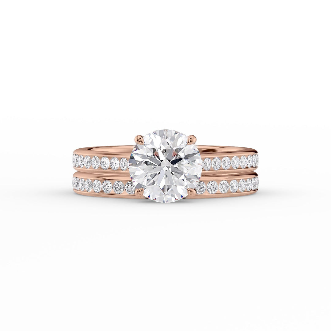 The Cielo Set With Round Side Stone Lab Diamond 2 Carat 14K Rose#material_14k-rose