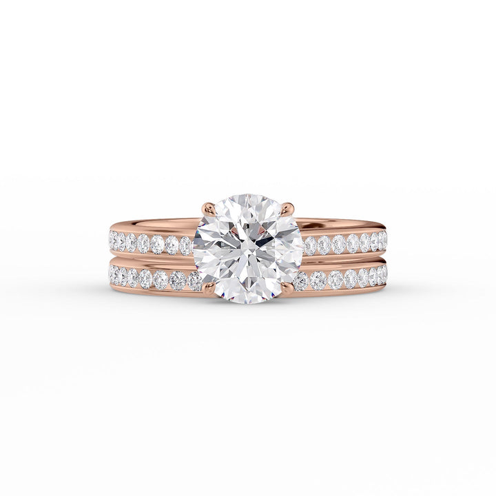 The Cielo Set With Round Side Stone Lab Diamond 2 Carat 14K Rose#material_14k-rose