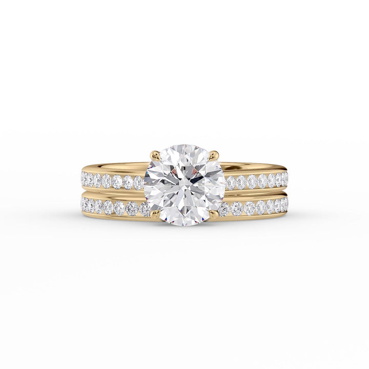 The Cielo Set With Round Side Stone Lab Diamond 2 Carat 18K Gold#material_18k-gold