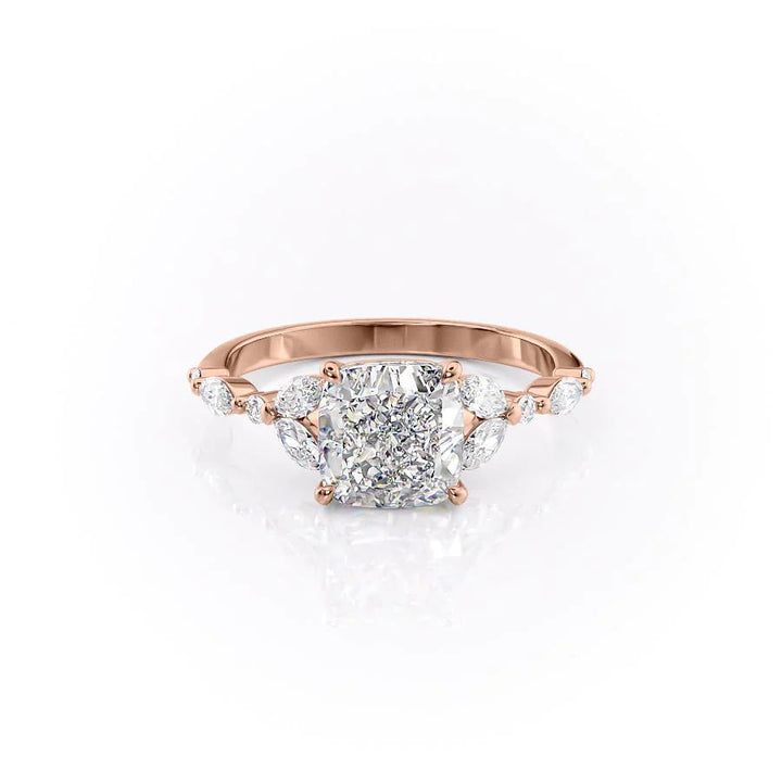 The Cindy Set With Cushion Side Stone Lab Diamond 1 Carat 14K Rose#material_14k-rose