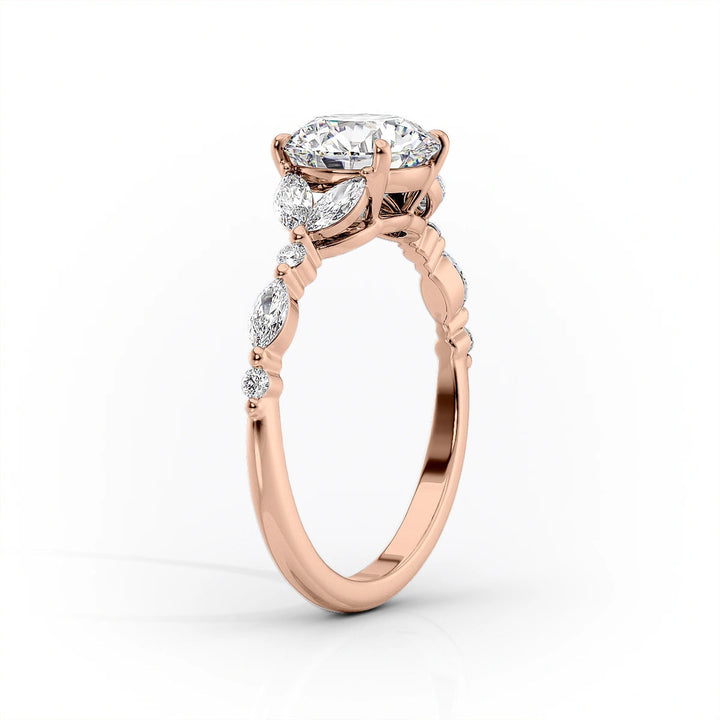 The Cindy Set With Cushion Side Stone Lab Diamond 1.5 Carat 14K Rose#material_14k-rose