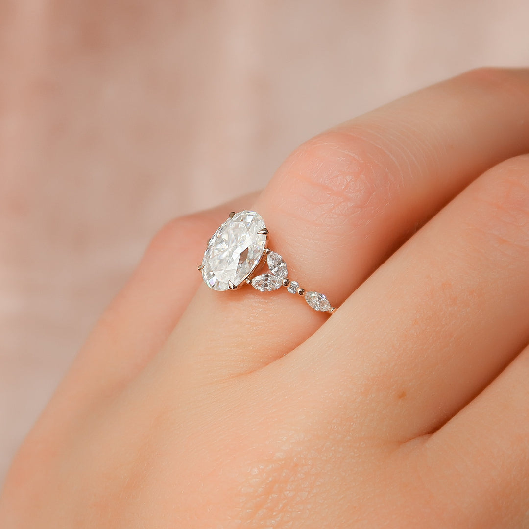 The Cindy Oval Lab Diamond Moissanite Engagement Ring