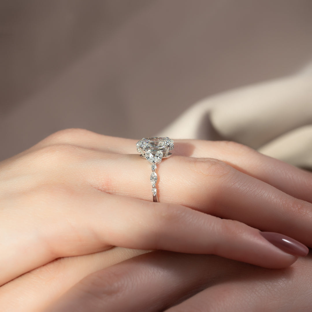 The Cindy Oval Lab Diamond Moissanite Engagement Ring