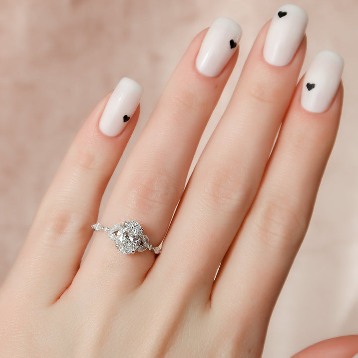 The Cindy Oval Lab Diamond Moissanite Engagement Ring *Shown with 1.5 ct #material_white
