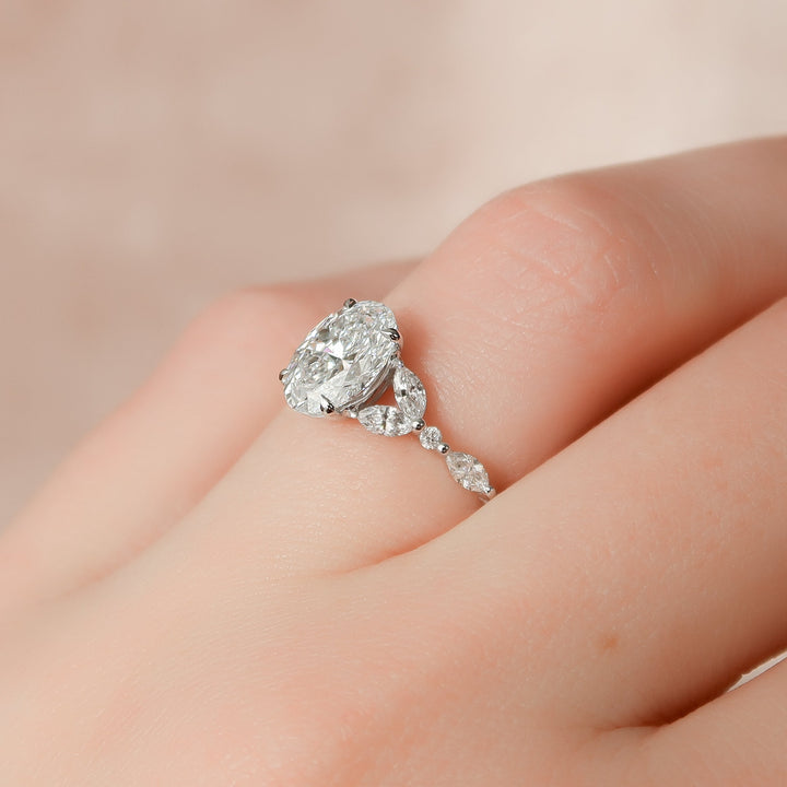 The Cindy Oval Lab Diamond Moissanite Engagement Ring *Shown with 1.5 ct #material_white