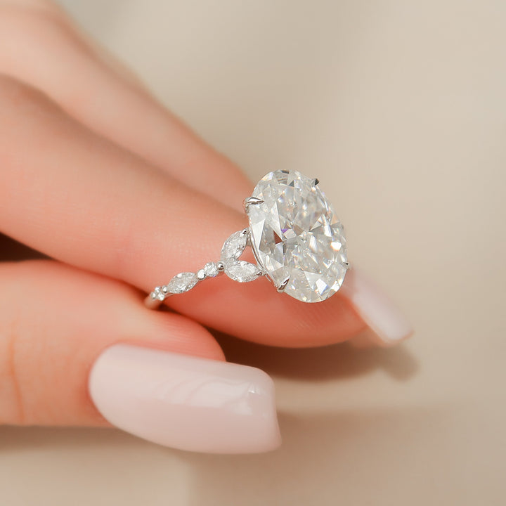 The Cindy Oval Lab Diamond Moissanite Engagement Ring *Shown with 5 ct #material_white