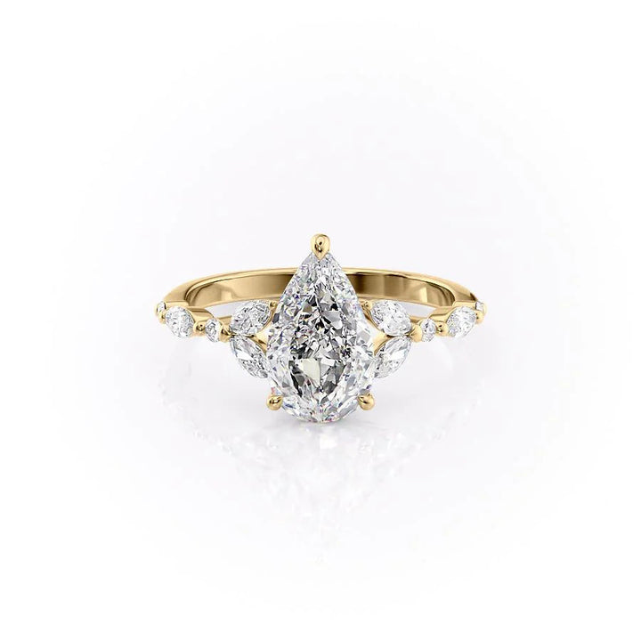 The Cindy Set With Pear Side Stone Lab Diamond 1 Carat 14K Gold#material_14k-gold