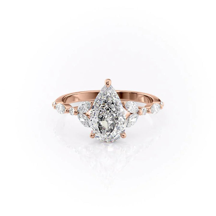 The Cindy Set With Pear Side Stone Moissanite#material_14k-rose