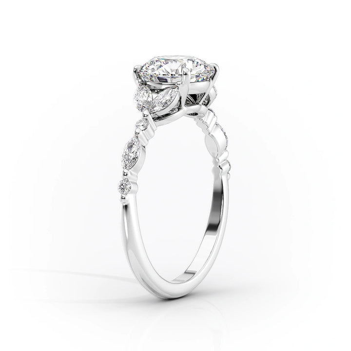 The Cindy Set With Pear Side Stone Lab Diamond 1.5 Carat 14K White#material_14k-white