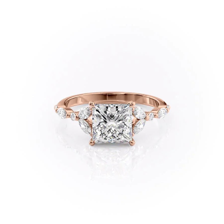 The Cindy Set With Princess Side Stone Lab Diamond 1 Carat 14K Rose#material_14k-rose