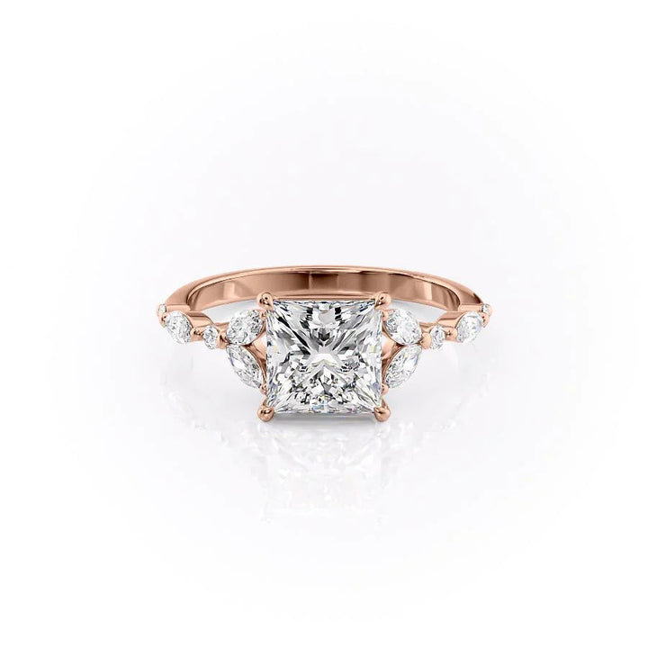 The Cindy Set With Princess Side Stone Lab Diamond 1 Carat 14K Rose#material_14k-rose