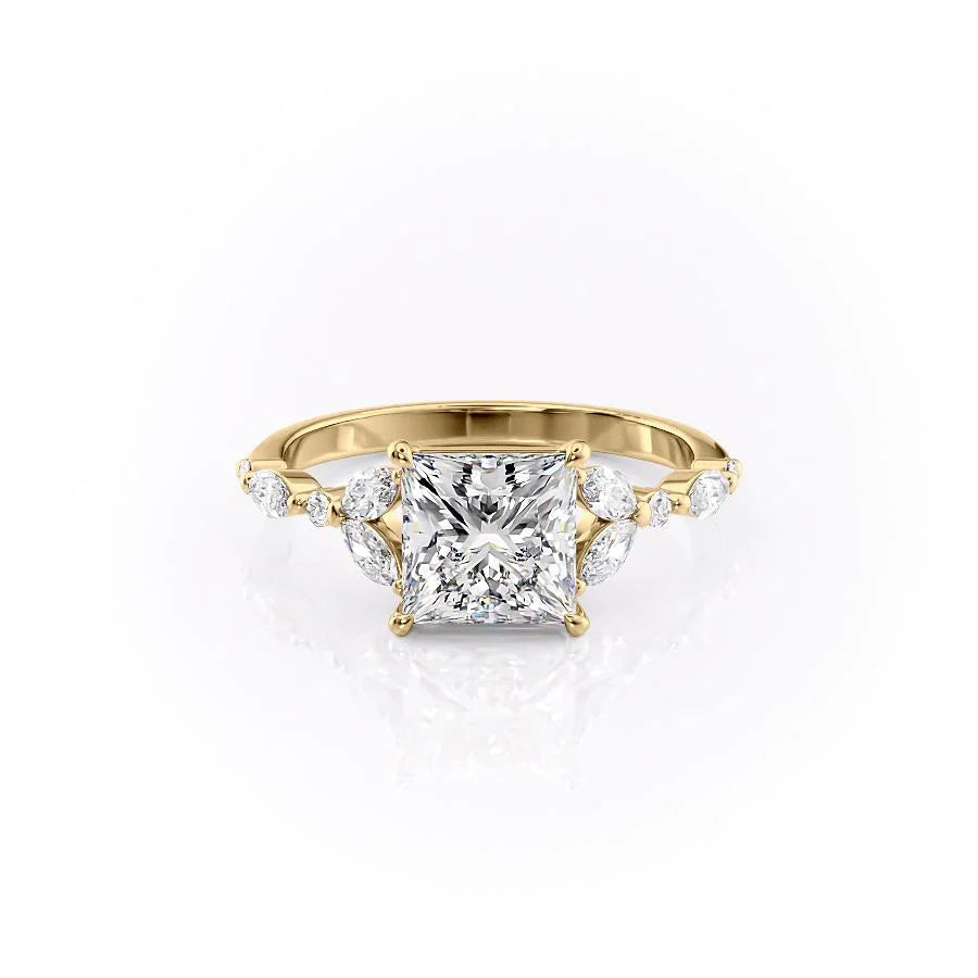 The Cindy Set With Princess Side Stone Lab Diamond 1 Carat 18K Gold#material_18k-gold