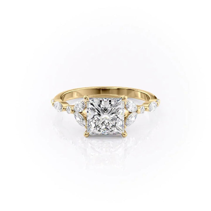 The Cindy Set With Princess Side Stone Lab Diamond 1 Carat 18K Gold#material_18k-gold