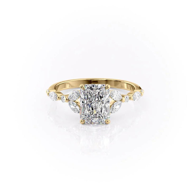 The Cindy Set With Radiant Side Stone Lab Diamond 1 Carat 14K Gold#material_14k-gold