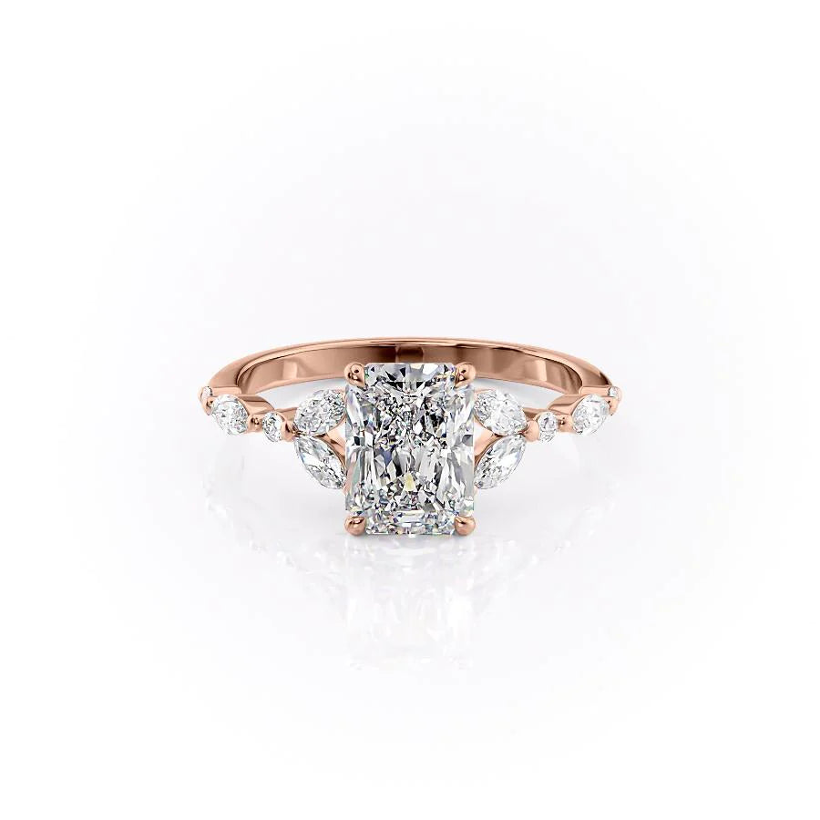 The Cindy Set With Radiant Side Stone Lab Diamond 1 Carat 14K Rose#material_14k-rose